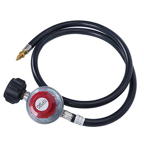 GasSaf 4FT 0-10PSI Adjustable High Pressure Propane Regulator Grill Connector with Hose for Tabletop Grill,Fire Pit Table, Turkey Fryer,Fish Fryer and More