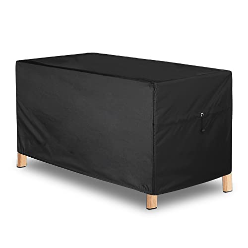 HREFEU Patio Table Cover Black, Heavy Duty 600D Oxford Deck Box Cover, Outdoor Table Cover,Outdoor Patio Furniture Cover Waterproof for Sofa, Coffee Table and Chairs - 63 x 30 x 28 inch