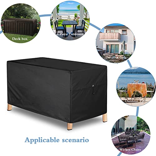 HREFEU Patio Table Cover Black, Heavy Duty 600D Oxford Deck Box Cover, Outdoor Table Cover,Outdoor Patio Furniture Cover Waterproof for Sofa, Coffee Table and Chairs - 63 x 30 x 28 inch