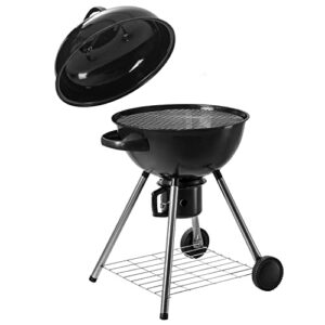 Devoko 22 Inch Charcoal Grill Premium Kettle Enamel Charcoal Grills with Adjustable Ash Catcher Plated Steel Grill Bakeware Clips Thermometer Wheels for BBQ Patio Garden Beach Outdoor Camping