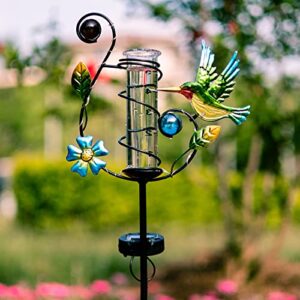 Stargarden Hummingbird Rain Gauge Outdoor Solar LED Lights Rain Gauge Decorative Waterproof for Yard Garden Patio Lawn