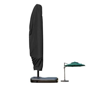 patio waterproof cantilever umbrella cover for 9ft-13ft mayhour balck dustproof,rip,uv water resistant outdoor offset banana style large umbrella protector with zipper for garden yard market 109in