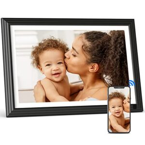 bsimb 32gb wifi digital picture frame 10.1 inch ips touch screen hd display, smart electronic photo frame, easy setup to upload photos & videos from anywhere via app/email, gift for grandparents…