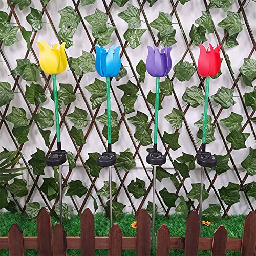 ACJRYO Solar Garden Stake Lights, 2 Pack Tulip Solar Garden Lights Waterproof LED Solar Decorative Powered Lights for Garden Pathway Walkway Patio Lawn Yard Cemetery, Blue