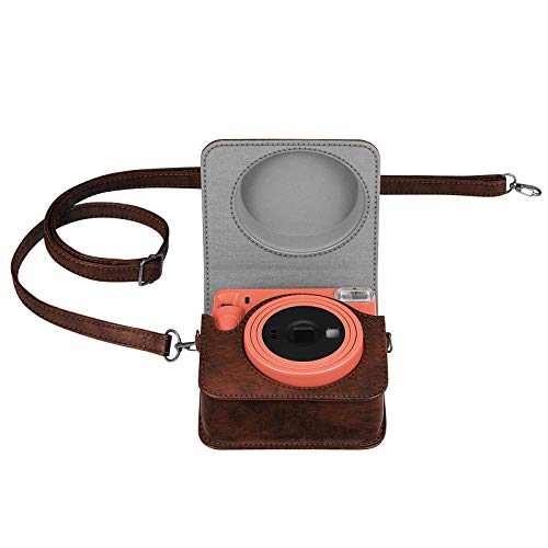 Fintie Protective Case for Fujifilm Instax Square SQ1 Instant Camera - Premium Vegan Leather Bag Cover with Removable Adjustable Strap, Vintage Brown