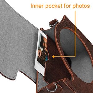 Fintie Protective Case for Fujifilm Instax Square SQ1 Instant Camera - Premium Vegan Leather Bag Cover with Removable Adjustable Strap, Vintage Brown