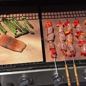 LOOCH Copper Grill Mat Set of 5 - Non-Stick BBQ Outdoor Grill & Baking Mats - Reusable and Easy to Clean - Works on Gas, Charcoal, Electric Grill and More - 15.75 x 13 Inch