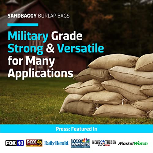 Sandbaggy Burlap Sand Bags - Size: 14" x 26" - 50 lb Weight Capacity - For Flooding, Flood Water Barrier, Tent Sandbags, Store Bags - Sandbags-Sand Not Included - Sand Bags for Flooding(10 Bags)