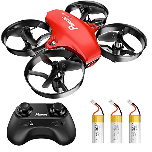 Potensic A20 Mini Drone for Kids and Beginners RC Nano Quadcopter 2.4G 6 Axis, Altitude Hold, Headless Mode Safe and Stable Flight, 3 Batteries, Great Gift Toy for Boys and Girls -Red