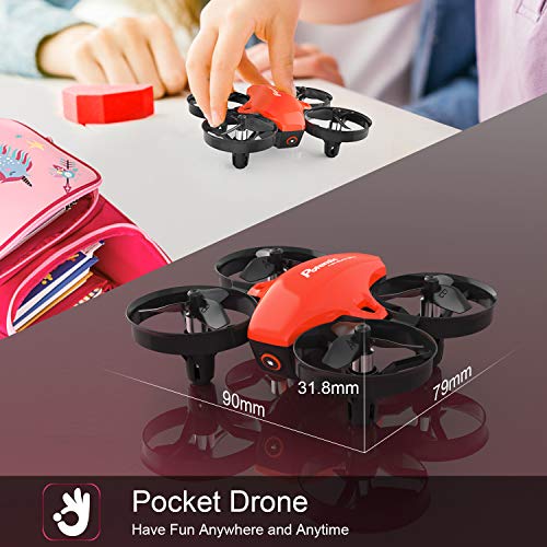 Potensic A20 Mini Drone for Kids and Beginners RC Nano Quadcopter 2.4G 6 Axis, Altitude Hold, Headless Mode Safe and Stable Flight, 3 Batteries, Great Gift Toy for Boys and Girls -Red