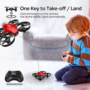 Potensic A20 Mini Drone for Kids and Beginners RC Nano Quadcopter 2.4G 6 Axis, Altitude Hold, Headless Mode Safe and Stable Flight, 3 Batteries, Great Gift Toy for Boys and Girls -Red