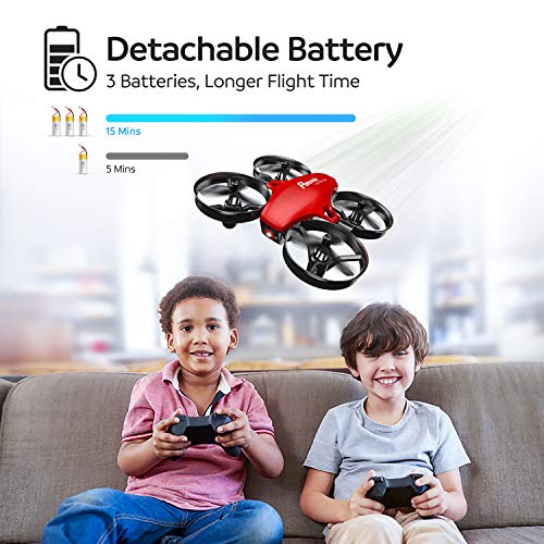 Potensic A20 Mini Drone for Kids and Beginners RC Nano Quadcopter 2.4G 6 Axis, Altitude Hold, Headless Mode Safe and Stable Flight, 3 Batteries, Great Gift Toy for Boys and Girls -Red