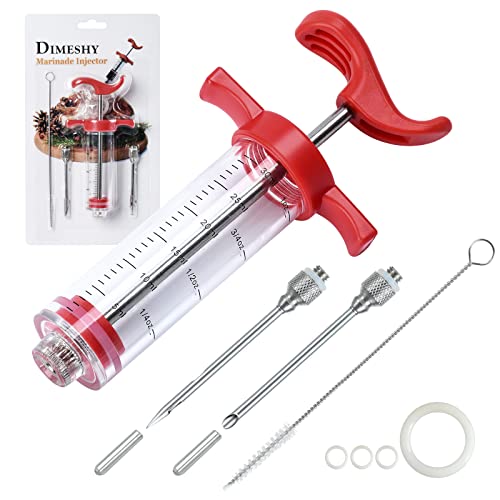 Meat Injector, Plastic Marinade Turkey Injector with 1-oz Capacity 2pcs stainless steel needles by DIMESHY