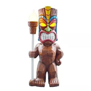 moanyt tiki solar light statue decor,solar powered led totem figurine crafts for porch lawn outdoor decor garden light decoration-anger