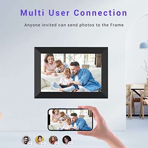 Digital Photo Frame WiFi 10.1 Inch Smart Digital Picture Frame with 1280x800 IPS Touch Screen, Auto-Rotate and Slideshow, Easy Setup to Share Moments Via APP from Anywhere Anytime