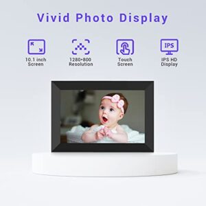 Digital Photo Frame WiFi 10.1 Inch Smart Digital Picture Frame with 1280x800 IPS Touch Screen, Auto-Rotate and Slideshow, Easy Setup to Share Moments Via APP from Anywhere Anytime