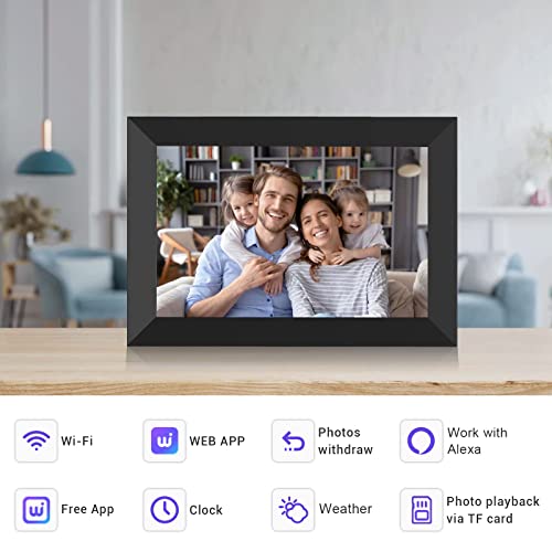 Digital Photo Frame WiFi 10.1 Inch Smart Digital Picture Frame with 1280x800 IPS Touch Screen, Auto-Rotate and Slideshow, Easy Setup to Share Moments Via APP from Anywhere Anytime