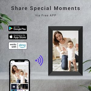 Digital Photo Frame WiFi 10.1 Inch Smart Digital Picture Frame with 1280x800 IPS Touch Screen, Auto-Rotate and Slideshow, Easy Setup to Share Moments Via APP from Anywhere Anytime