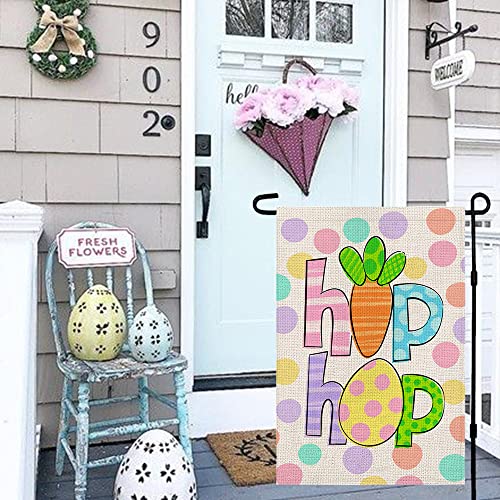 Easter Garden Flag, 12 x 18 Inch Easter Egg Flags Vertical Double Sided Burlap for Your Home Yard Outdoor Farmhouse Easter Decoration DF026