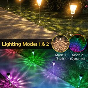 JACKYLED 8 Pack Solar Pathway Lights with Ripple Effect, 3 Modes, Solar Walkway Lights Outdoor Waterproof Garden Landscape Decorative Lighting Auto On/Off for Path Driveway Backyard Lawn