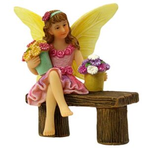 pretmanns fairy garden fairy figurine – an adorable fairy for garden – fairy garden accessories for a miniature fairy garden – garden fairy figurine – sitting fairy isabella 1 item