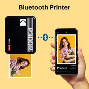 KODAK Mini 3 Retro 4PASS Portable Photo Printer (3x3 inches) + 68 Sheets Bundle, Black