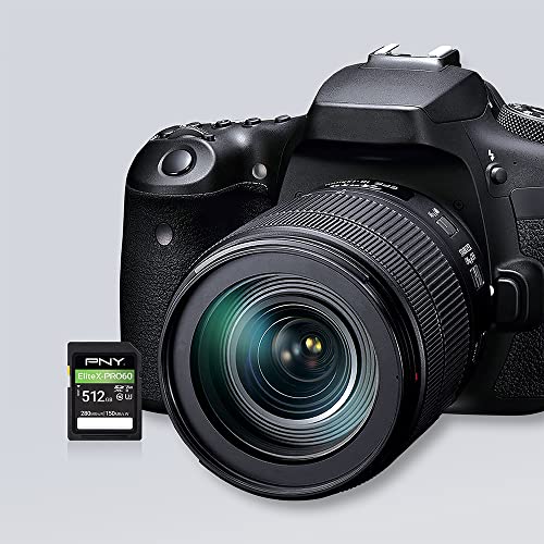 PNY 512GB EliteX-PRO60 UHS-II SDXC Memory Card - 280MB/s Read, U3, V60, 4K UHD, Full HD, UHS-II for Professional Photographers & Content Creators, DSLR & Mirrorless Cameras &Advanced Video Cameras