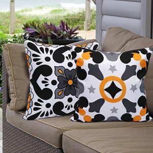 Hckot Black and White Outdoor Throw Pillow Covers for Patio Furniture Pack of 4 Geometric Boho Waterproof Pillow Cases for Couch Garden Tent Balcony
