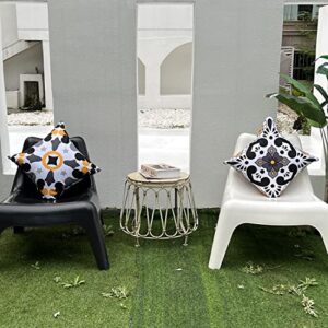 Hckot Black and White Outdoor Throw Pillow Covers for Patio Furniture Pack of 4 Geometric Boho Waterproof Pillow Cases for Couch Garden Tent Balcony