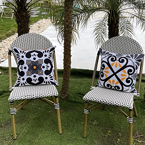 Hckot Black and White Outdoor Throw Pillow Covers for Patio Furniture Pack of 4 Geometric Boho Waterproof Pillow Cases for Couch Garden Tent Balcony
