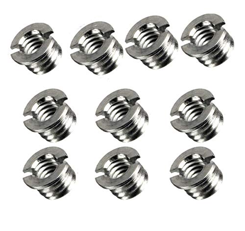 (10 Packs) Fotasy Stainless Steel 3/8" to 1/4" Reducer Bushing Convert Screw Adapter, Tripod Screw Adapter 1/4" to 3/8" for Tripod Monopod Ballhead