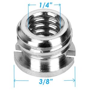 (10 Packs) Fotasy Stainless Steel 3/8" to 1/4" Reducer Bushing Convert Screw Adapter, Tripod Screw Adapter 1/4" to 3/8" for Tripod Monopod Ballhead