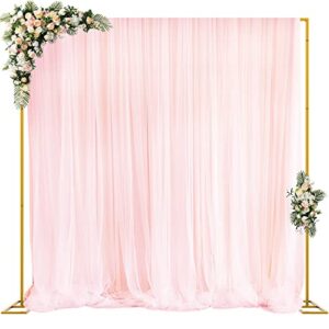 fomcet 10ft x 10ft backdrop stand heavy duty with base, gold portable adjustable pipe and drape backdrop stand kit, square metal arch party frame for wedding birthday parties banquet decorations