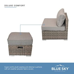 Blue Sky Outdoor Living Blue Sky Sheffield 6-Piece Aluminum Conversation Set, All-Weather Resin Wicker Outdoor Furniture, Brown/Grey for Patio, Lawn, Garden, or Poolside