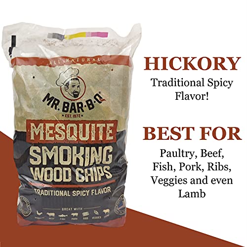 Mr. Bar-B-Q Hardwood Smoking Chips Variety Pack | 3 Different Flavors | Experience All The Flavors of Smoked Food | Apple, Hickory and Mesquite Smoking Chips | 3 x 1.6 Pound Bags