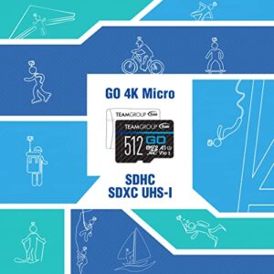 TEAMGROUP GO Card 128GB Micro SDXC UHS-I U3 V30 4K for GoPro & Drone & Action Cameras High Speed Flash Memory Card with Adapter for Outdoor, Sports, 4K Shooting, Nintendo-Switch TGUSDX128GU303