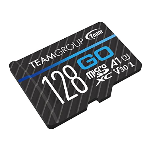 TEAMGROUP GO Card 128GB Micro SDXC UHS-I U3 V30 4K for GoPro & Drone & Action Cameras High Speed Flash Memory Card with Adapter for Outdoor, Sports, 4K Shooting, Nintendo-Switch TGUSDX128GU303