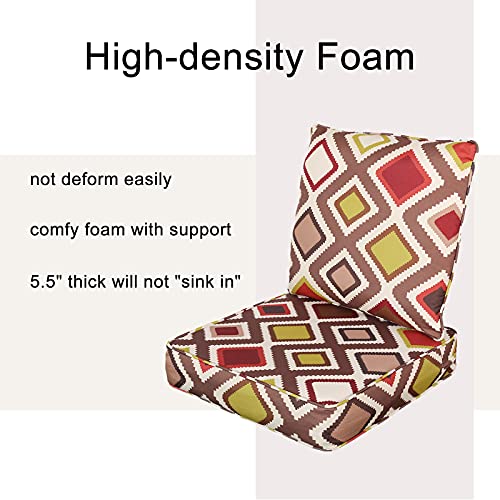 HonTop Indoor/Outdoor Deep Seat Patio Cushion 24×24 Weatherproof Chair Cushion Set for Patio Furniture, Classical Lattice