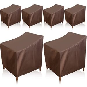 6 pack waterproof patio chair covers outdoor lounge deep seat covers 30w x 28d x 32h inch heavy duty patio furniture covers single lawn chair covers for swivel patio garden lawn lounge chair, brown