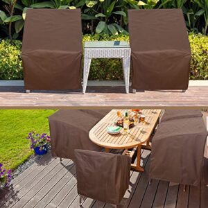 6 Pack Waterproof Patio Chair Covers Outdoor Lounge Deep Seat Covers 30W x 28D x 32H Inch Heavy Duty Patio Furniture Covers Single Lawn Chair Covers for Swivel Patio Garden Lawn Lounge Chair, Brown