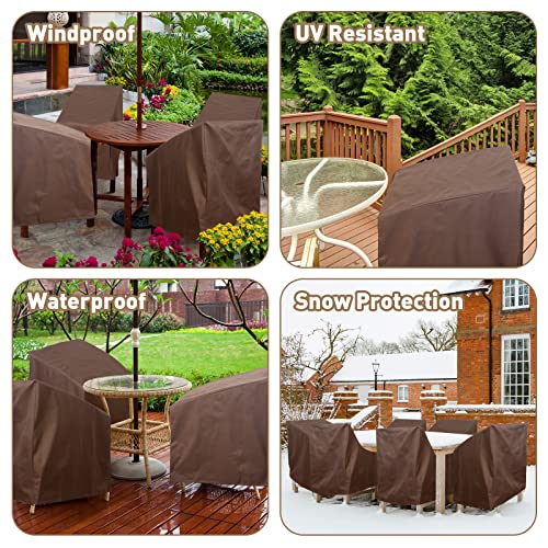 6 Pack Waterproof Patio Chair Covers Outdoor Lounge Deep Seat Covers 30W x 28D x 32H Inch Heavy Duty Patio Furniture Covers Single Lawn Chair Covers for Swivel Patio Garden Lawn Lounge Chair, Brown