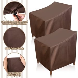 6 Pack Waterproof Patio Chair Covers Outdoor Lounge Deep Seat Covers 30W x 28D x 32H Inch Heavy Duty Patio Furniture Covers Single Lawn Chair Covers for Swivel Patio Garden Lawn Lounge Chair, Brown