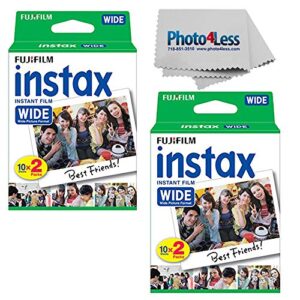 fujifilm wide instant film twin pack x2 (40 sheets) + camera and lens cleaning cloth