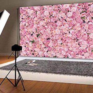 BINQOO 8x6ft Mother's Day Pink Flowers Backdrops Spring Pink Rose Wall Background Girls Women Birthday Tea Party Backdrop Weeding Bridal Shower Anniversary Ceremony Decor