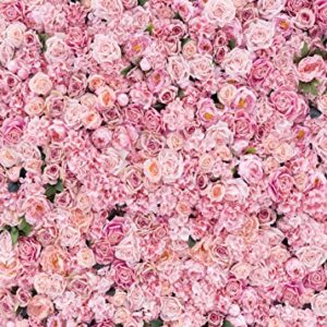 BINQOO 8x6ft Mother's Day Pink Flowers Backdrops Spring Pink Rose Wall Background Girls Women Birthday Tea Party Backdrop Weeding Bridal Shower Anniversary Ceremony Decor