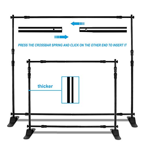 AkTop 8x8 ft Heavy Duty Backdrop Banner Stand Kit, Adjustable Photography Step and Repeat Stand for Parties, Portable Trade Show Photo Booth Background with Carrying Bag