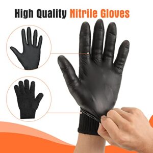 BBQ Gloves Kit 100 Ct Nitrile Gloves and 2 Cotton Glove Liners Disposable Glove Kit with Washable Heat Resistant Liner Reusable Oven Mitts with Replaceable Covers for Grilling Cooking Gloves, Black