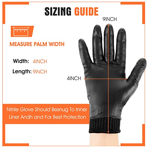 BBQ Gloves Kit 100 Ct Nitrile Gloves and 2 Cotton Glove Liners Disposable Glove Kit with Washable Heat Resistant Liner Reusable Oven Mitts with Replaceable Covers for Grilling Cooking Gloves, Black