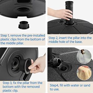 Yaheetech 22L Umbrella Base Stand - Round Water & Sand Filled Plastic Free-Standing Umbrella Base w/Built-in Handle & Anti-Slip Design for Outdoor/Lawn/Garden/Beach, Black