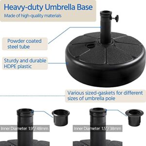 Yaheetech 22L Umbrella Base Stand - Round Water & Sand Filled Plastic Free-Standing Umbrella Base w/Built-in Handle & Anti-Slip Design for Outdoor/Lawn/Garden/Beach, Black